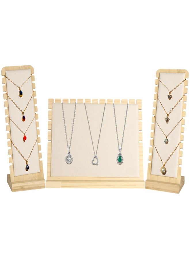 Homaisson 3 PCS Jewelry Display Racks for Vendors, Wooden Necklace Display Stands, Natural Bamboo Jewelry Organizer Set for Desktop, Large and Small Necklace Display Boards, Ideal for Stores and Booths - Image 1