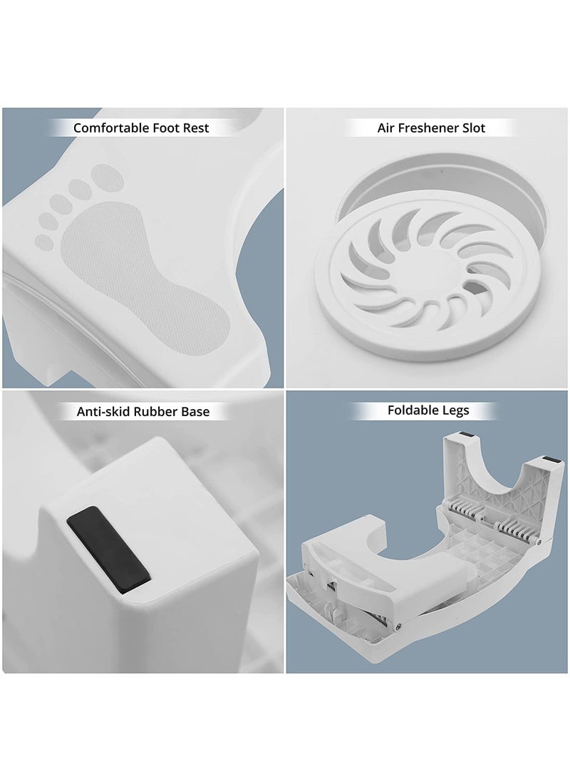svk dream SVK DREAM Folding Squatting Toilet Stool Plastic Non-Slip Foldable Bathroom Stools Toilet Step Stool Kids Comfortable Squat Aid Stool with Aromatherapy Clean Toilet Air  - Image 3
