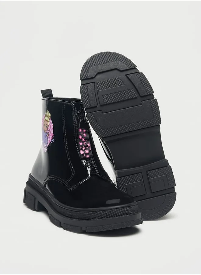 Barbie Printed Ankle Boots with Zip Closure