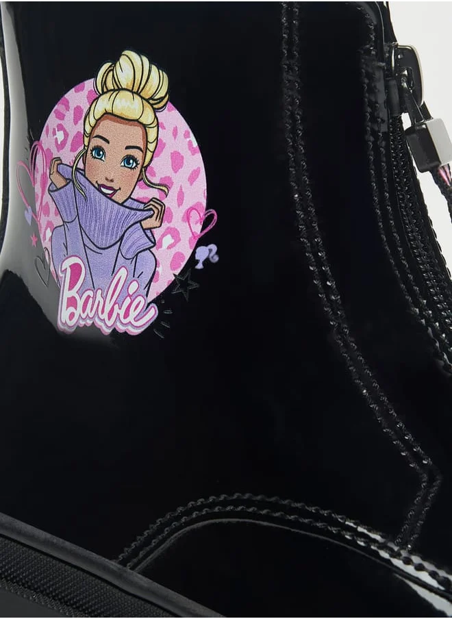 Barbie Printed Ankle Boots with Zip Closure