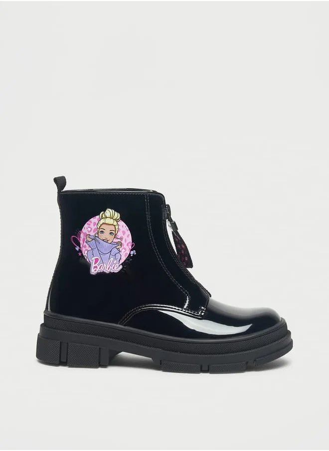 Barbie Printed Ankle Boots with Zip Closure