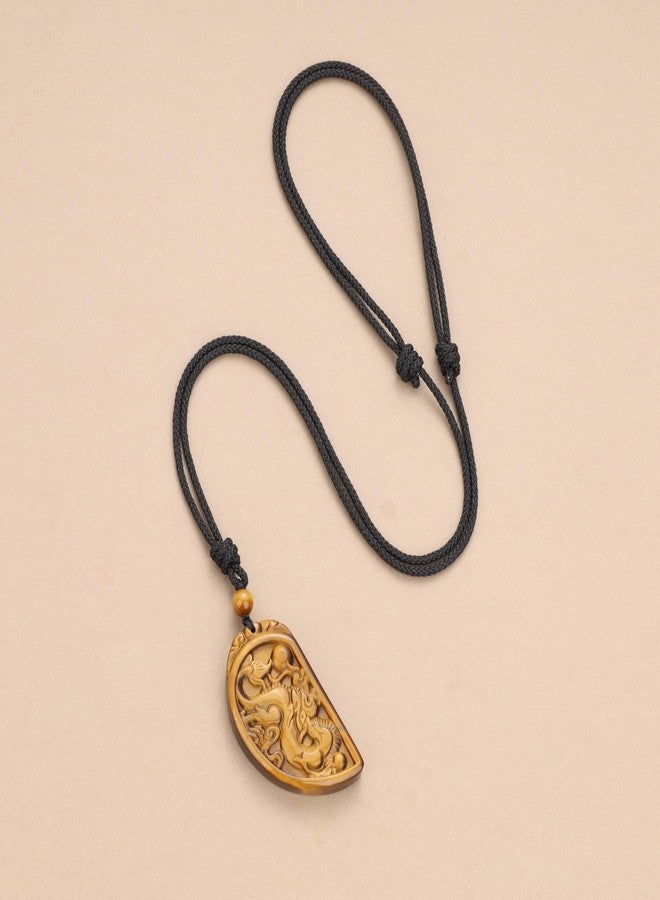 COAI 2 Sets Genuine Tiger Eye Dragon and Phoenix Couple Necklaces Stones Pendant - Image 5