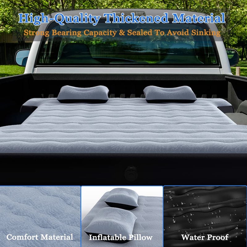 hufaut Camping Pickup Truck Bed Air Mattress Thicken Sleeping Pad for 5.5-5.8Ft Full-Size Short Truck Beds Outdoor Camping Car Travel(Grey) - Image 3