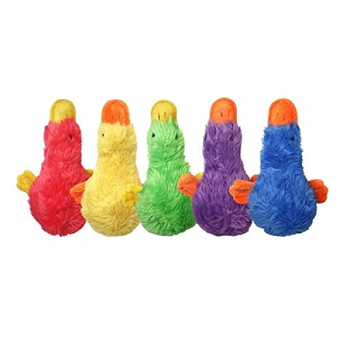 Multipet Duckworth Squeak Plush Dog Toy 4 Inches Pack of 2 One of each Color - Image 1