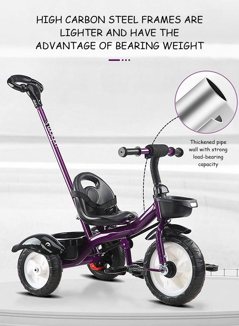 MaBaby دراجات ثلاثية للأطفال، مع سلة تخزين، مقعد قابل للتعديل ودواسة، دراجة أطفال للأولاد والبنات من 1-6 سنوات، دراجة توازن للمتعة الداخلية والخارجية - Image 4