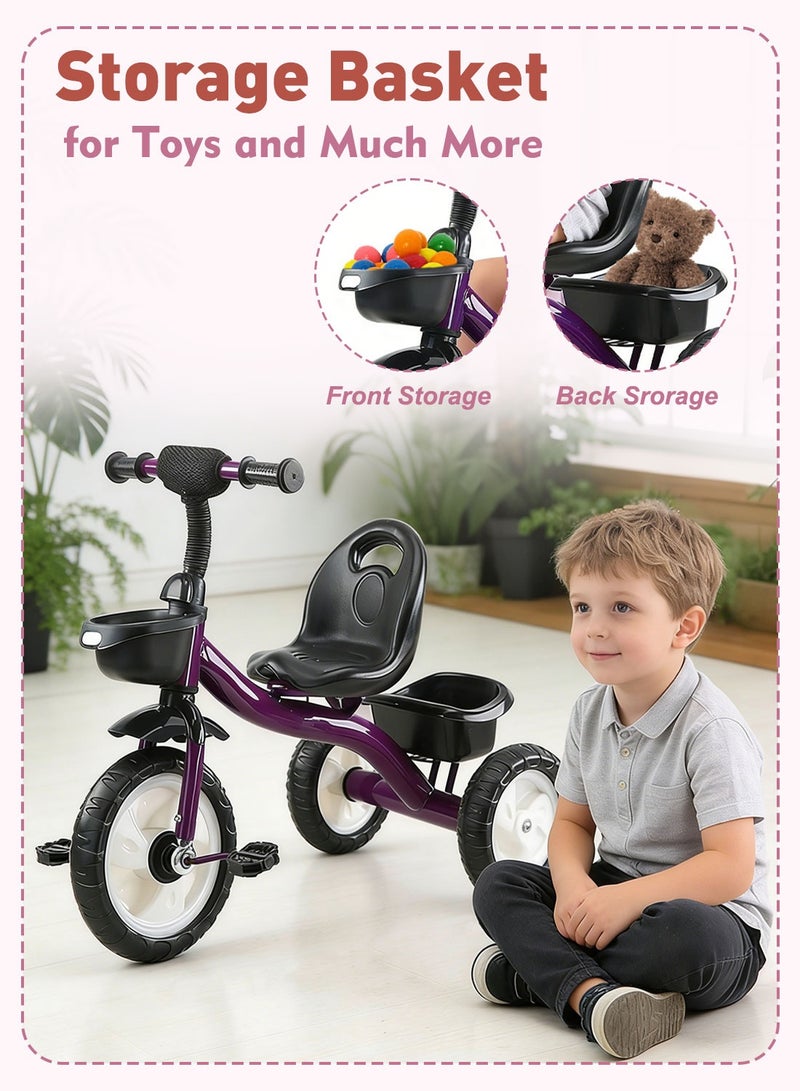 MaBaby Tricycles for Kids, with Storage Basket, Adjustable Seat and Pedal, Children Trike for 1-6 Years Boys and Girls, Balance Bike for Indoor Outdoor Fun - Image 2