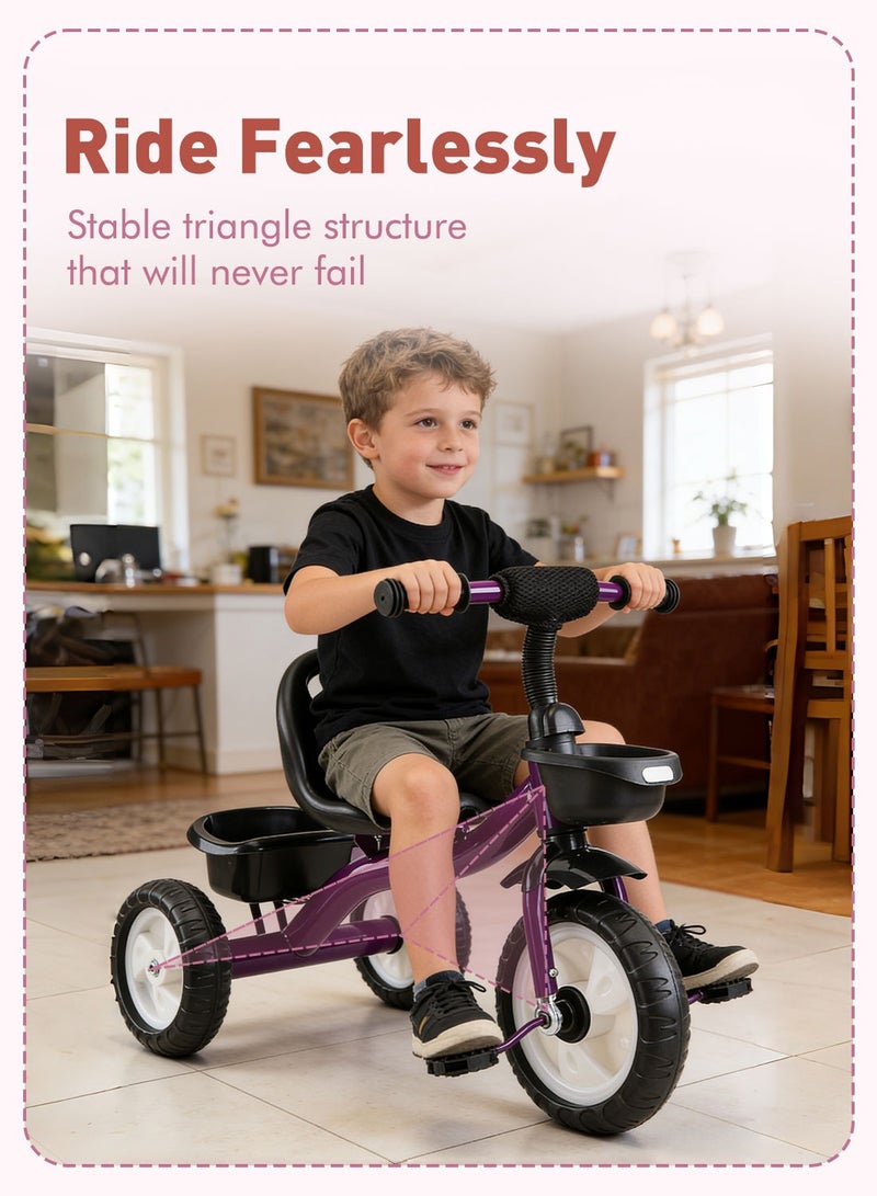 MaBaby Tricycles for Kids, with Storage Basket, Adjustable Seat and Pedal, Children Trike for 1-6 Years Boys and Girls, Balance Bike for Indoor Outdoor Fun - Image 3