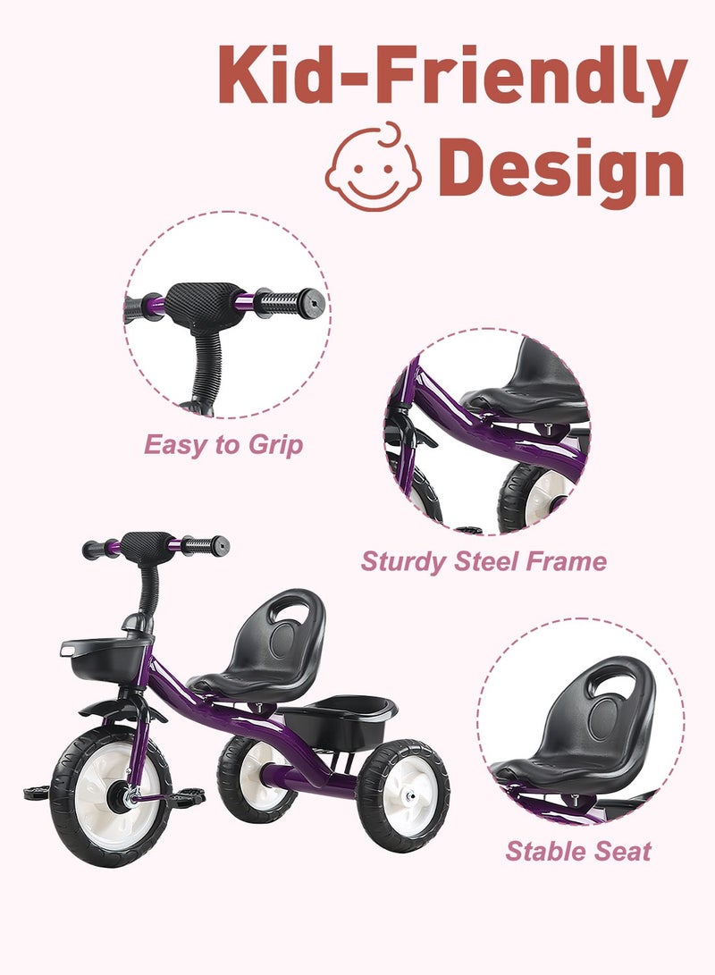 MaBaby Tricycles for Kids, with Storage Basket, Adjustable Seat and Pedal, Children Trike for 1-6 Years Boys and Girls, Balance Bike for Indoor Outdoor Fun - Image 4