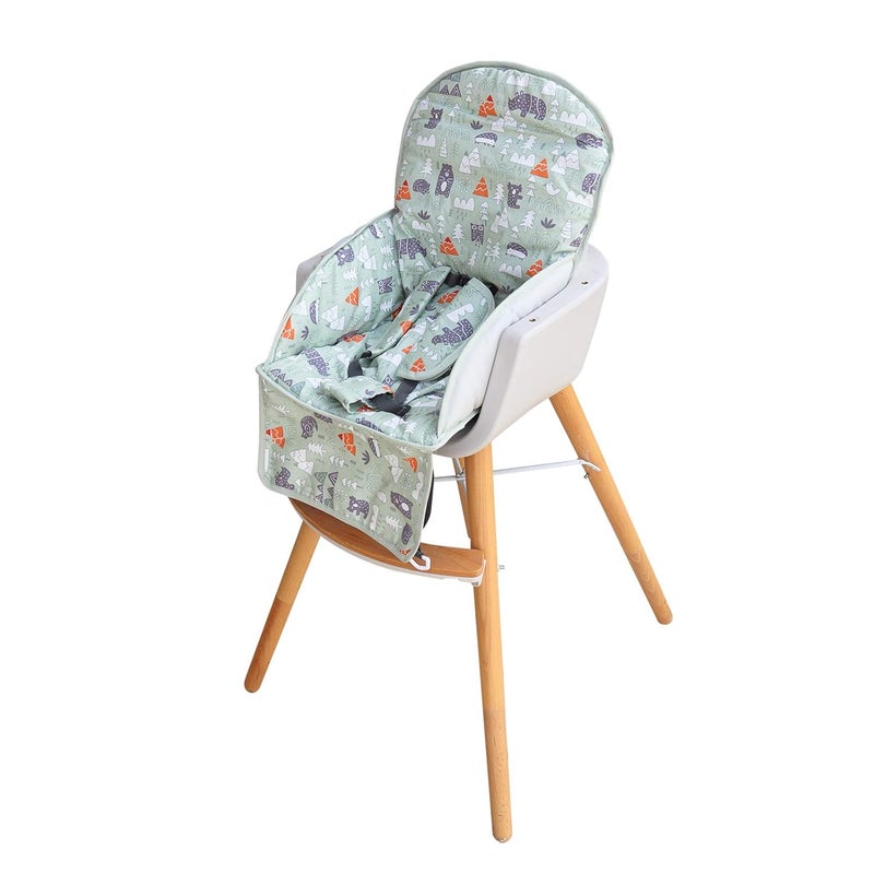 Kocpudu High Chair Padhigh Chair Cushionseat Cushion Breathable PadComfortable Seat Belt DesignCute PatternSoft and ComfortableBaby Sits More ComfortableGreen Animal Pattern - Image 3