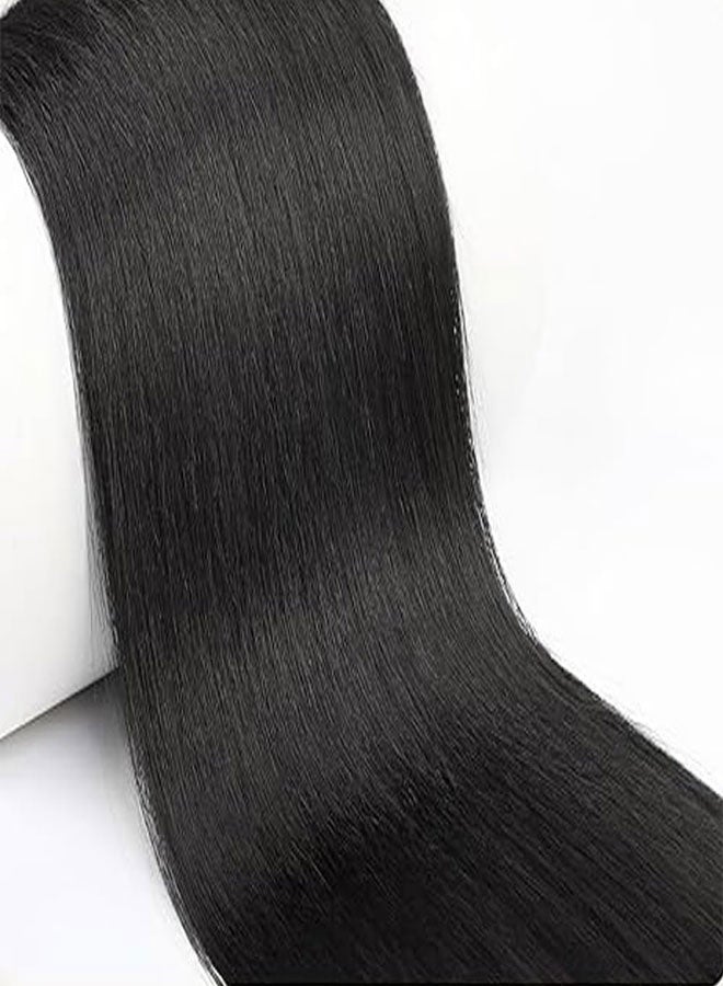 وهاواي 60cm Long Ponytail Extension, Warp Around Pony Tail with Elastic Band, Synthetic Straight Braiding Hair Ponytail DIY Braided for Women Girls Black Hairpieces - Image 3
