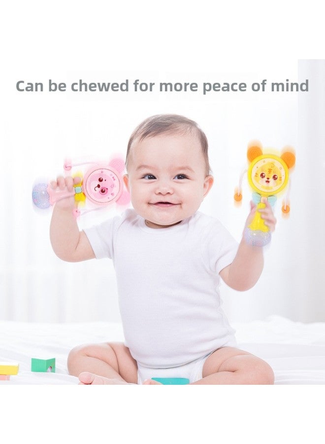 Baby Rattle Can Chew 3-6 Three Months Newborn Baby Hand Drum Music Stick Rattle Toy 0-1 Years Old-Color:Bear Rattle  + Hedgehog Plug Music - Image 5