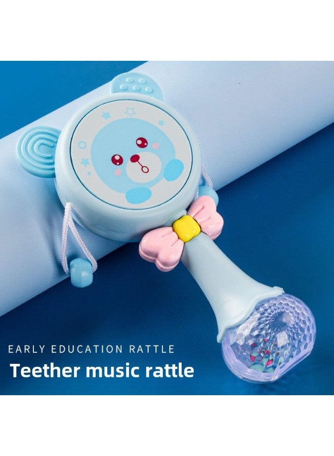 Baby Rattle Can Chew 3-6 Three Months Newborn Baby Hand Drum Music Stick Rattle Toy 0-1 Years Old-Color:Bear Rattle  + Hedgehog Plug Music - Image 3