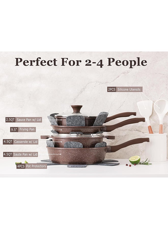 Sensarte مجموعة أواني الطهي غير اللاصقة SENSARTE 13 قطعة، مجموعة صحية من القدور والمقالي غير السامة مع طلاء جرانيت، مقابض تبقى باردة، أدوات سيليكون وحماة للقدور، خالية من PFOA - Image 4