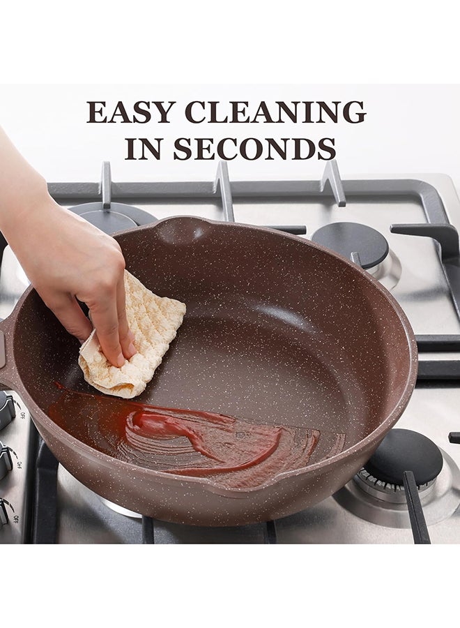 Sensarte مجموعة أواني الطهي غير اللاصقة SENSARTE 13 قطعة، مجموعة صحية من القدور والمقالي غير السامة مع طلاء جرانيت، مقابض تبقى باردة، أدوات سيليكون وحماة للقدور، خالية من PFOA - Image 5