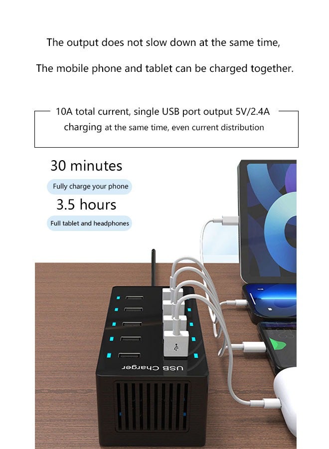 Coconut 10USB Charger Interface 50W Supports 5V1A2A2.4A Charging For Home Office Live Broadcast Party Multi-Port Function - Image 2