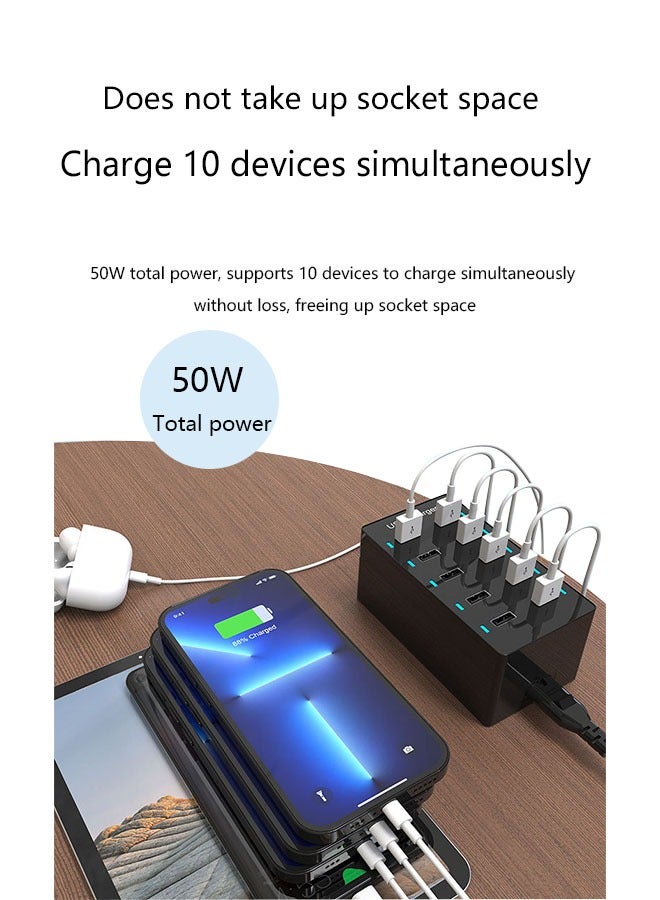 Coconut 10USB Charger Interface 50W Supports 5V1A2A2.4A Charging For Home Office Live Broadcast Party Multi-Port Function - Image 3