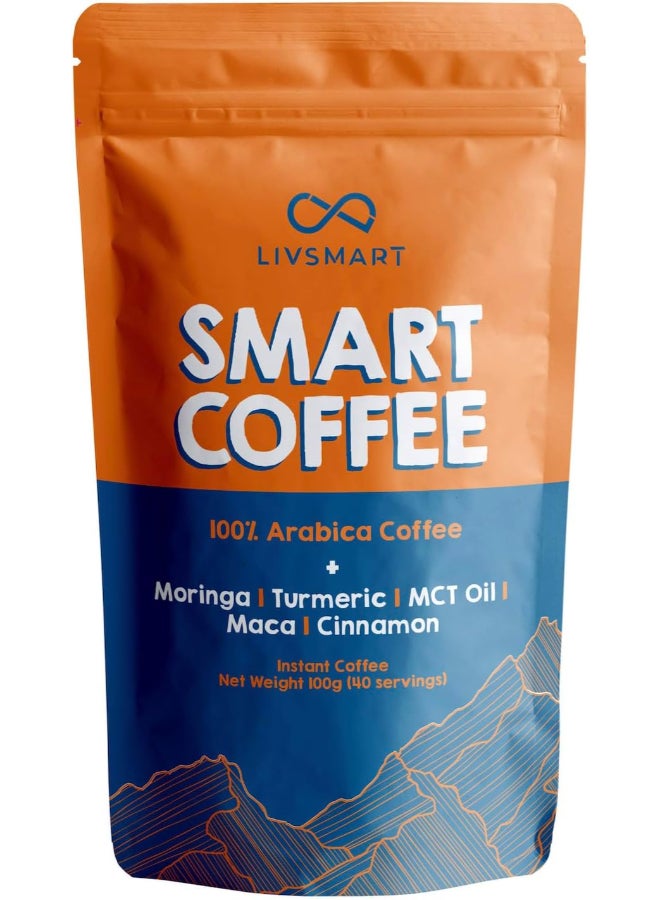 Livsmart Smart Coffee, Functional Arabica Coffee with MCT Oil & Adaptogens (100g) - Image 1