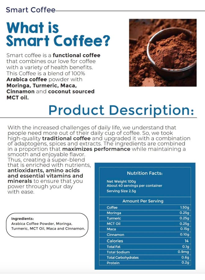 Livsmart Smart Coffee, Functional Arabica Coffee with MCT Oil & Adaptogens (100g) - Image 4