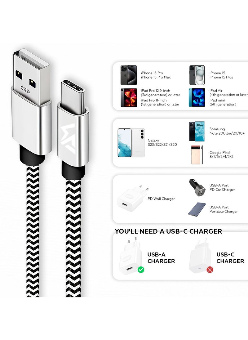 AMROAH 60W Cable Type A to Type С 2m 480 Mbps Speed USB A to USB C Cable Fast Charging Cord for Phones Tablets Notebooks Apple iPhone 16 15 Pro Max Plus iPad Air Mini MacBook Samsung Galaxy S24 Xiaomi  - Image 3