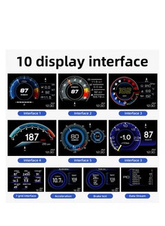 Excefore Car HUD Head Up Display P6, OBD Gauge Display+GPS Speedometer Dual System Smart Gauge Display, speed alarm, water temperature alarm, Works Great for Most Cars  - Image 4