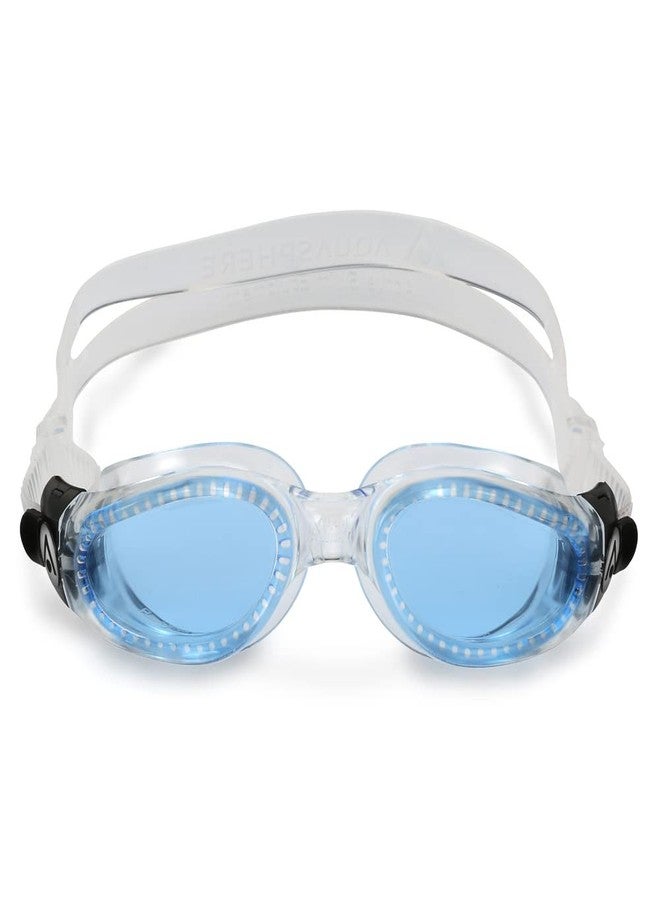 Aqua Sphere Kaiman Adult Swimming Goggles - The Original Curved Lens Goggle, Comfort & Fit for the Active Swimmer | Unisex Adult, Blue Tinted Lens, Transparent/Transparent Frame, EP3000000LB - Image 1