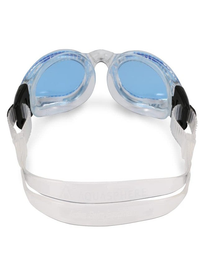 Aqua Sphere Kaiman Adult Swimming Goggles - The Original Curved Lens Goggle, Comfort & Fit for the Active Swimmer | Unisex Adult, Blue Tinted Lens, Transparent/Transparent Frame, EP3000000LB - Image 4