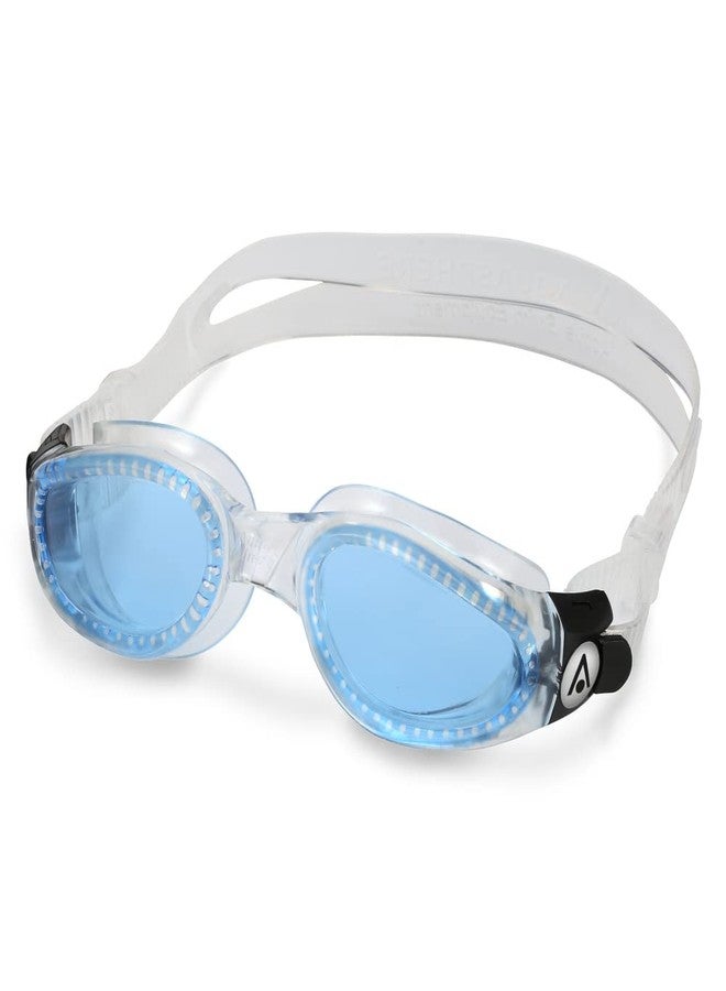 Aqua Sphere Kaiman Adult Swimming Goggles - The Original Curved Lens Goggle, Comfort & Fit for the Active Swimmer | Unisex Adult, Blue Tinted Lens, Transparent/Transparent Frame, EP3000000LB - Image 3