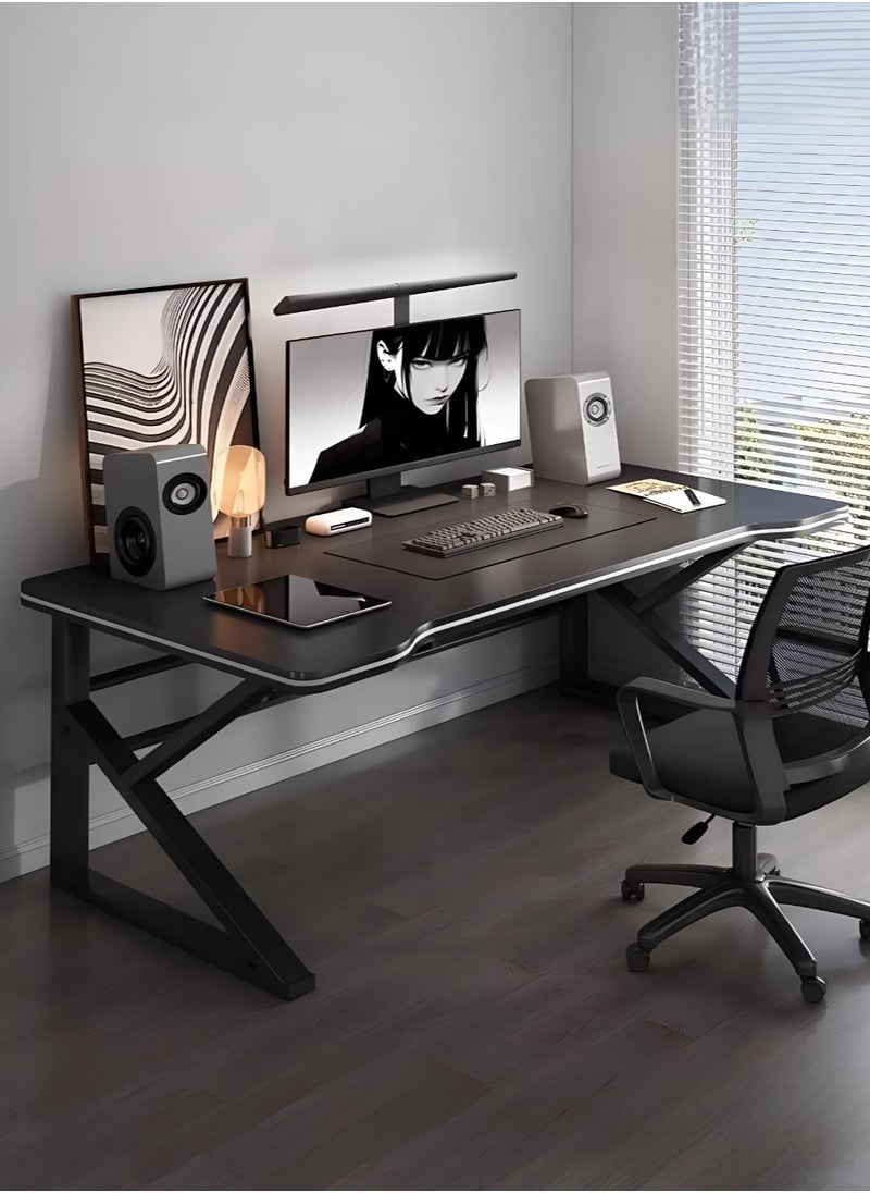 AIWANTO - Ergonomic Large Gaming Desk Computer Desk K-Shaped Gaming Table PC Gaming Workstation Home Office Desks Space-saving Easy to Assemble 120x60x75cm Black - Image 1