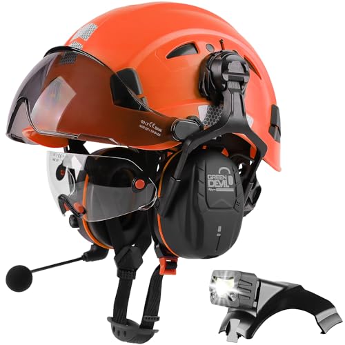 GREEN DEVIL Hard Hat Safety Helmet with Visor Bluetooth Ear Muffs and Headlamp 5 in 1 Full Protection Vented Work Hardhat ANSI Z89.1 Cascos De Construccion for Industrial Construction Forestry - Image 2