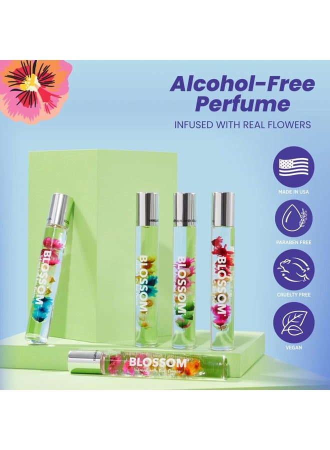Blossom Roll on Perfume for Women Alcohol Free Rollerball Perfume Oil with Essential Oils, Infused with Real Flowers, Made in USA, 0.20oz (Vanilla, Amber), Vanilla Orchid - Image 3