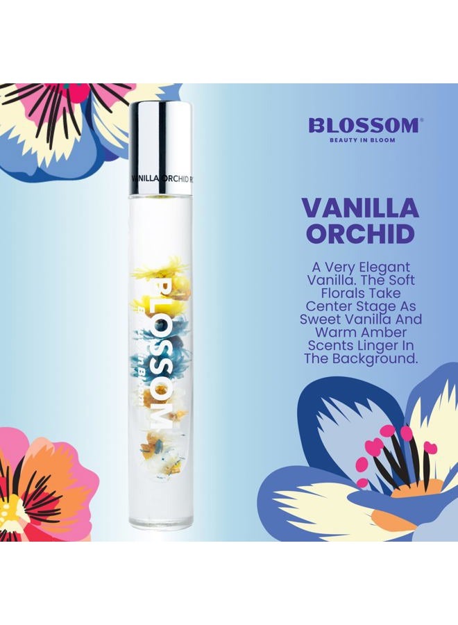 Blossom Roll on Perfume for Women Alcohol Free Rollerball Perfume Oil with Essential Oils, Infused with Real Flowers, Made in USA, 0.20oz (Vanilla, Amber), Vanilla Orchid - Image 2