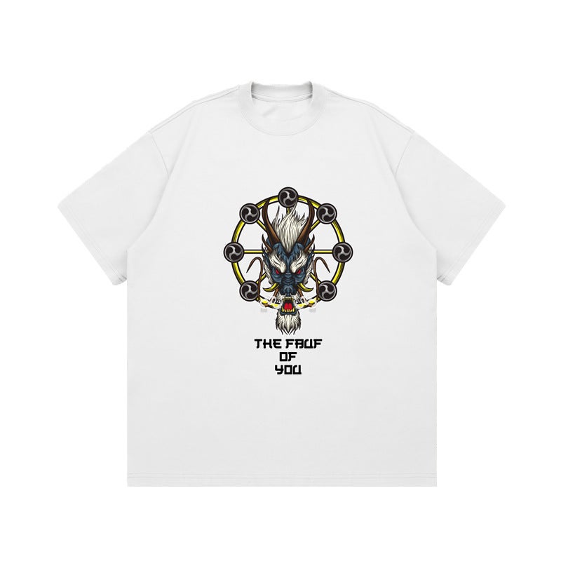 Oversize Hong Kong Fashion Fashion National Fashion Hip Hop Dragon Tide Dragon Tide Short Sleeve T-Shirt Men'S Fashion Loose Couple'S Half Sleeve Heavy Weight - Image 5