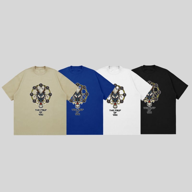 Oversize Hong Kong Fashion Fashion National Fashion Hip Hop Dragon Tide Dragon Tide Short Sleeve T-Shirt Men'S Fashion Loose Couple'S Half Sleeve Heavy Weight - Image 3
