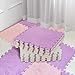 Amylove 18 Pcs Plush Foam Floor Mat Square Interlocking Carpet Tiles with Border Fluffy Play Mat Floor Tiles Soft Climbing Area Rugs for Home Playroom 12 x 12 x 04 inBeige Light Pink Mauve - Image 4
