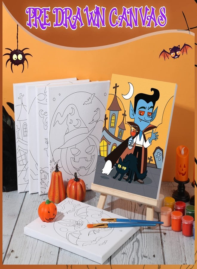 Cindeer 6 Packs 8 x 10 Inches Halloween Pre Drawn Canvas for Adult Framed Pumpkin Witch Bundle Stretched Painting Canvas DIY Halloween Acrylic Pouring and Oil Painting Party Favor(Normal) - Image 5