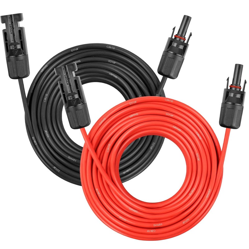YDDECW Solar Panel Extension Cable - 10AWG 75FT Solar Wire Cord 10 Gauge PV Wire with Female & Male Waterproof Connector for RV, Photovoltaic Systems, Home, Boat, Solar Panels, Car(75ft Red + 75ft Black) - Image 1