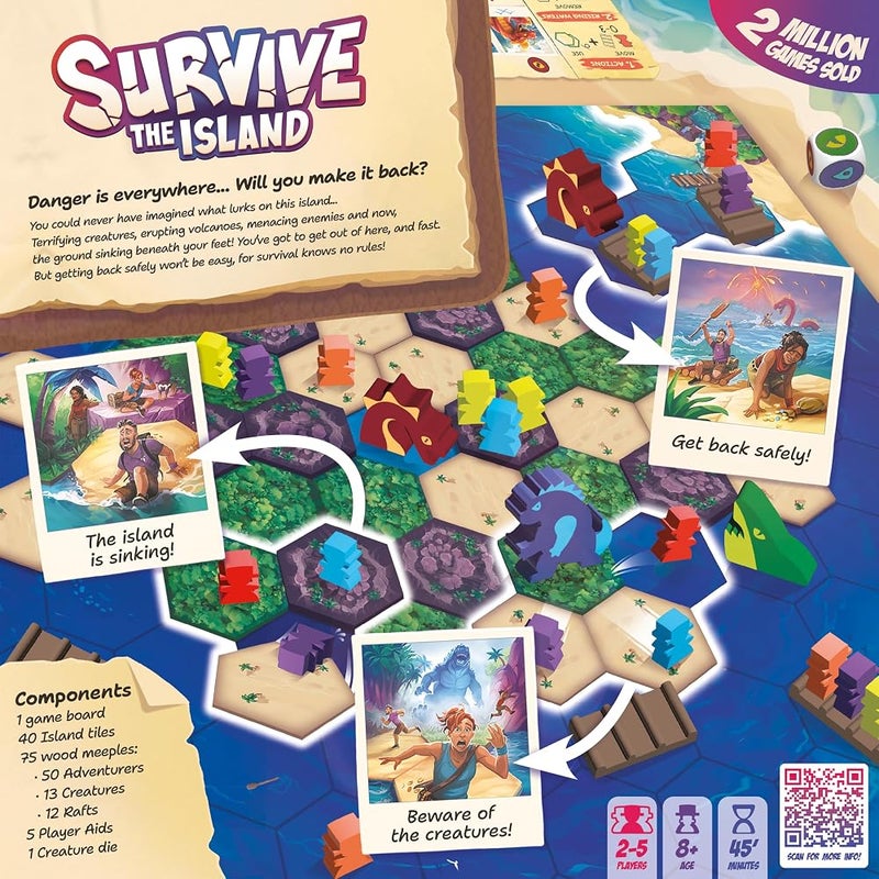 Asmodee Zygomatic Survive: The Island Thrilling Escape Adventure with New Monsters! Fun Strategy Game for Kids & Adults, Ages 8+, 2-5 Players, 45 Mins - Image 2