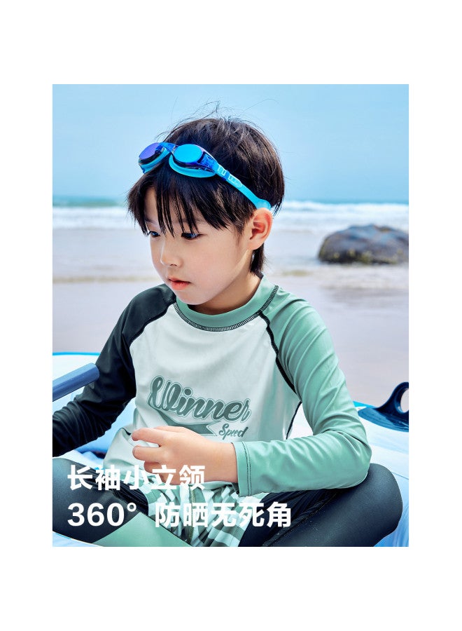 Zuoxi Boys' Swimsuit Set With Upf Sun Protection - 2025 Summer Separates For Kids & Teens, Outdoor Water Skin Shirt - Image 3