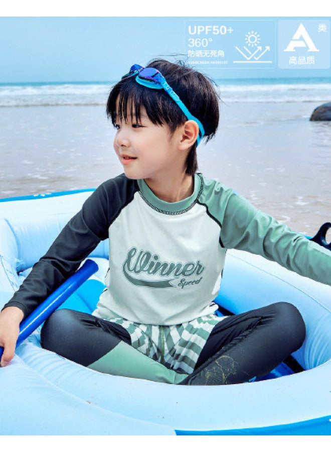 Zuoxi Boys' Swimsuit Set With Upf Sun Protection - 2025 Summer Separates For Kids & Teens, Outdoor Water Skin Shirt - Image 1