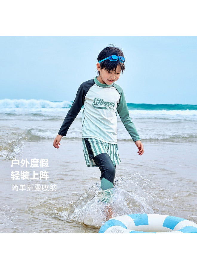 Zuoxi Boys' Swimsuit Set With Upf Sun Protection - 2025 Summer Separates For Kids & Teens, Outdoor Water Skin Shirt - Image 5