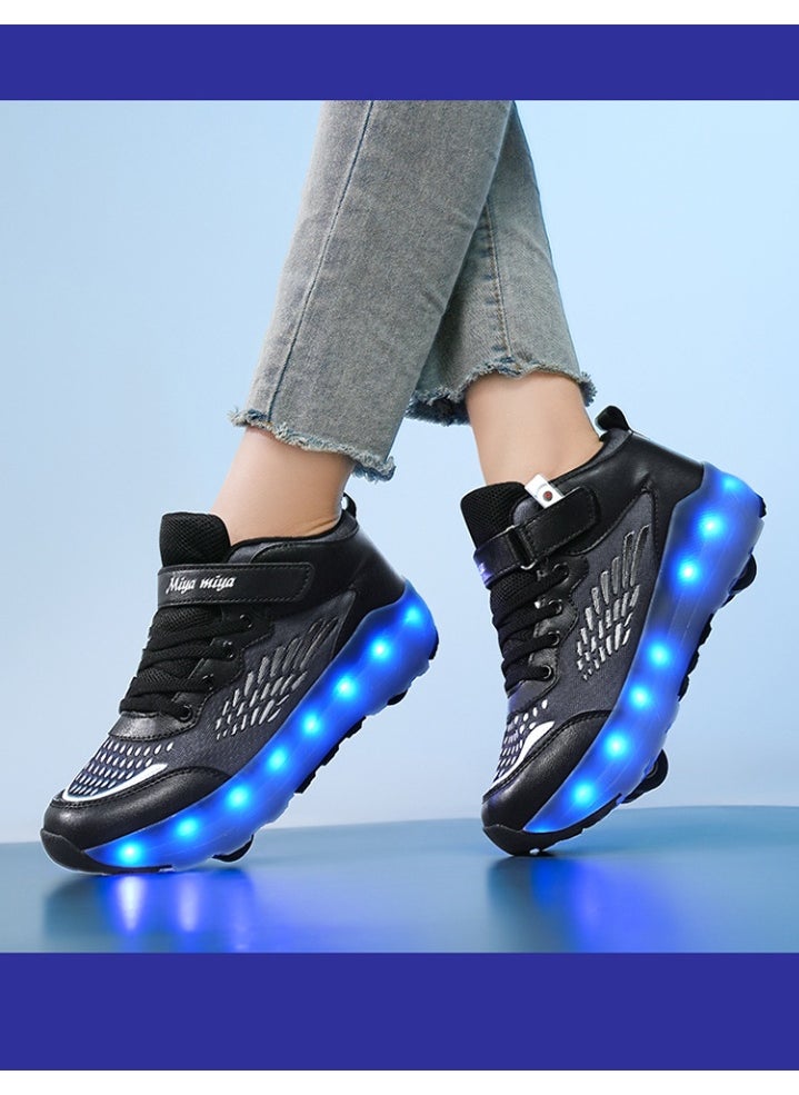NIBEMINENT Kids Roller Skates Shoes 4 Wheels Roller Shoes Boys Girls Wheel Shoes Roller Sneakers Shoes for Beginner More Balanced  - Image 2