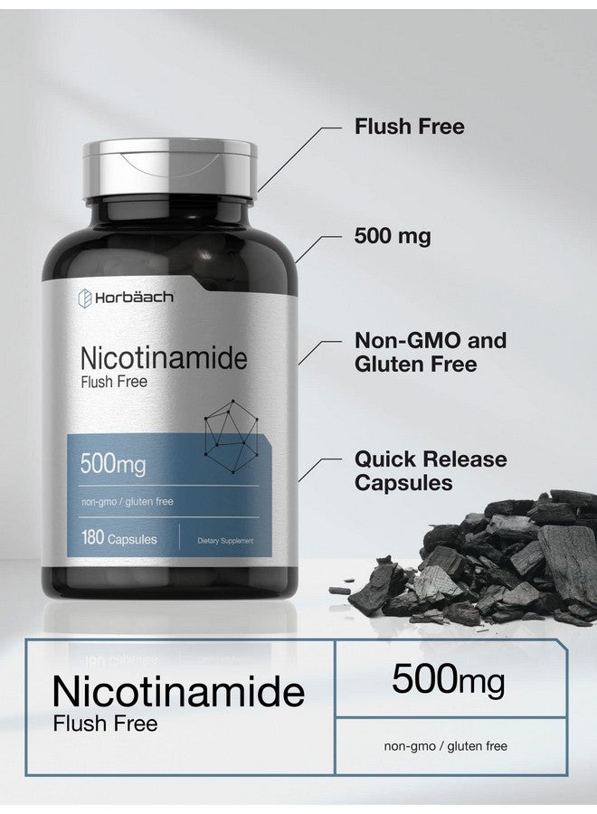 Horbäach Nicotinamide 500mg | 180 Capsules | Flush Free Dietary Supplement | Non-GMO and Gluten Free Vitamin - Image 3