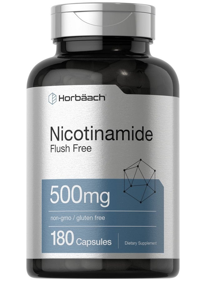 Horbäach Nicotinamide 500mg | 180 Capsules | Flush Free Dietary Supplement | Non-GMO and Gluten Free Vitamin - Image 1