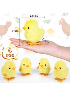 3 otters 4Pcs Wind Up Chick Toys, Cute Wind-Up Chicks Lifelike Plush Chicken Toys For Kids Goodie Bags Treasure Chest Party Favors Gifts  - Image 2