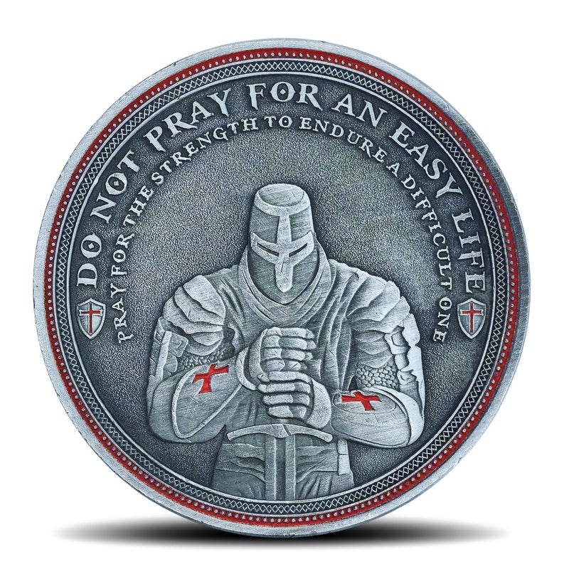 Woerda Christian Warrior Challenge Coin The Knight Templar Coin Red Cross Religious Collection Coin - Image 3