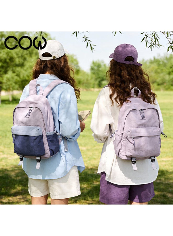 Cow Glacier Blue Large Capacity Lightweight Laptop Backpack For Women, Junior High, High School, And College Students - Image 4