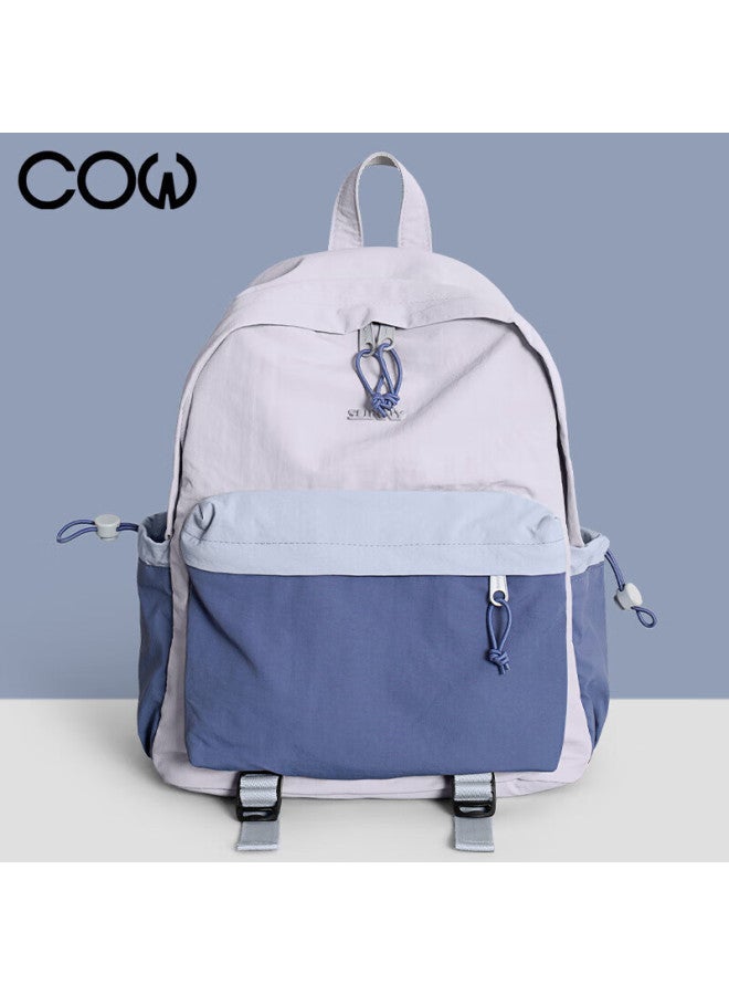 Cow Glacier Blue Large Capacity Lightweight Laptop Backpack For Women, Junior High, High School, And College Students - Image 1