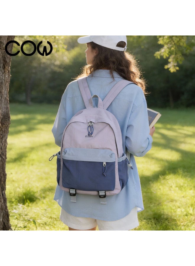 Cow Glacier Blue Large Capacity Lightweight Laptop Backpack For Women, Junior High, High School, And College Students - Image 3