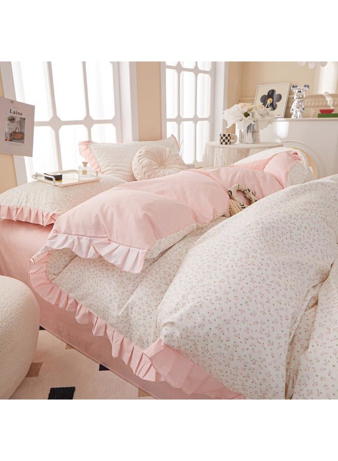 LifeTB Pink Flower Comforter Set Full Vintage Coquette Bedding Comforter Cottagecore Floral Comforter Set with Elegant Ruffles Soft Fluffy Lightweight Botanical Bedding Set for Girls Women - Image 3