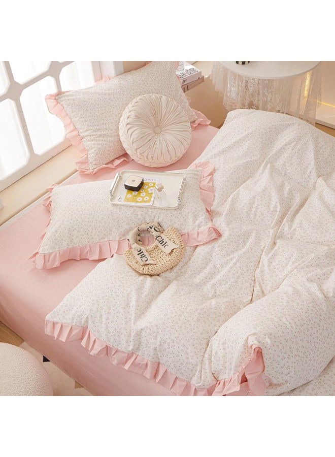 LifeTB Pink Flower Comforter Set Full Vintage Coquette Bedding Comforter Cottagecore Floral Comforter Set with Elegant Ruffles Soft Fluffy Lightweight Botanical Bedding Set for Girls Women - Image 5